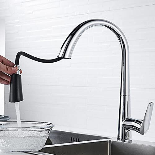 Grifos de cocina con rociador extraíble telescópico y boquillas dobles para regular agua fría y caliente