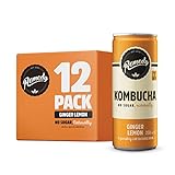 Remedy Raw Kombucha Tea - Sparkling Live Cultured Drink - Sugar Free Ginger Lemon - 250ml Can (12 Pack)