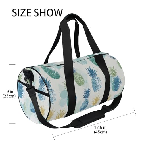 Pineapple Sports Duffel Bag Durable Barrel Gym Bag with Full Print Design, Adjustable Shoulder Strap Side Pockets, Ideal for Fitness Training Short Trips and Outdoor Sports4