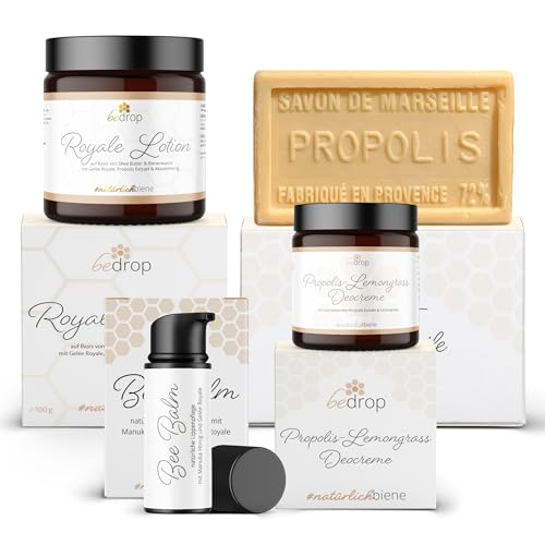 bedrop | Summer Care Set | Bee Balm, Propolis Seife, Propolis Deo und Royale Lotion Bodylotion für die Sommer Pflege