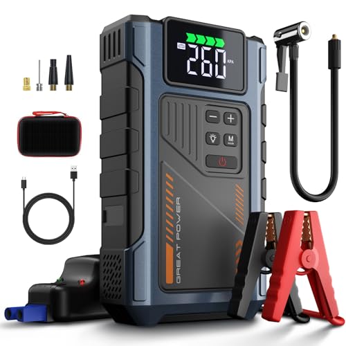 Car Battery Charger Jump Starter with Air Compressor, 4000A Jumper Box for Car Battery Portable Booster Jump Pack, 12V Jumpstart Combo 150PSI Tire Inflator Air Pump(Up to 8.0L Gas/6.5L Diesel)