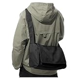 VENATIN Vintage Canvas Messenger Bag for Men & Women -Crossbody Shoulder Bag, Leisure shoulder bag Handbag for Travel, Business -Fits 15.6 Inch Laptop, Black