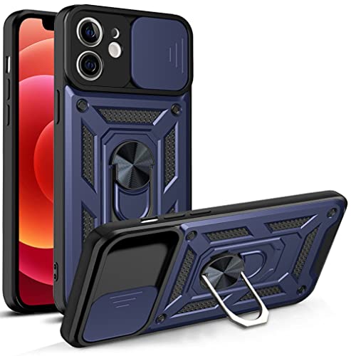 Hitaoyou iPhone 12 case Kickstand, iPhone 12 Case with Camera Cover & Kickstand Case iPhone 12 Military Grade Shockproof Heavy Duty Protective with Magnetic Car Mount Holder Cover for iPhone 12 Blue