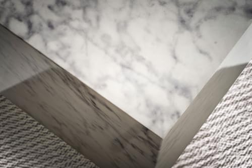 FineBuy Couchtisch MONOBLOC 40x40x45 cm Hochglanz mit Marmor Optik, Wohnzimmertisch Cube Quadratisch, Design Sofatisch, Lounge Beistelltisch Würfel-Form Weiß – Bild 6