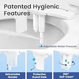 LUXE Bidet NEO 320 Plus – mocowanie deski sedesowej nowej generacji do bidetu ciepłej wody z innowacyjnymi zawiasami EZ-Lift, podwójnymi dyszami i trybem samoczyszczenia 360°, chromowana