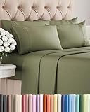 King Size Sheet Set - 6 Piece Set - Hotel Luxury Bed Sheets - Extra Soft - Deep Pockets - Easy Fit - Breathable & Cooling Sheets - Wrinkle Free - Green - Sage Green Bed Sheets - Kings Sheets - 6 PC
