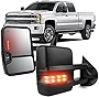 OCPTY Towing Mirrors with Power Heated Left Right Side Tow Mirrors Compatible with for Chevy for GMC 2007-2013 for Silverado/for Sierra with Black housing Smoked Turn Light