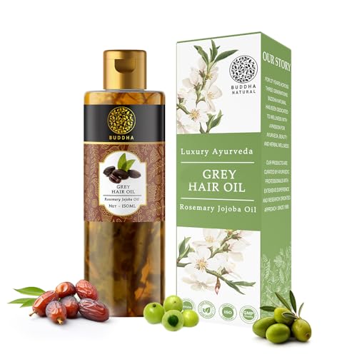 Buddha Natural Grey oil for Hair (150ml) - 100% Ayurveda Certified - Helps with Greys and Hair Care | Restore Natural Shine