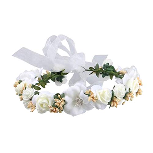 Lurrose 1pcs diadema de flores hermosa guirnalda floral corona tocado corona de pelo para dama de honor novia flor niñas