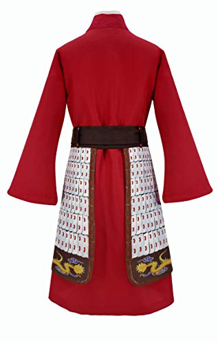 Ugoccam Heroine Mulan Outfit Adult/Kids Halloween Cosplay Dress Girls-140 Red thumb #1