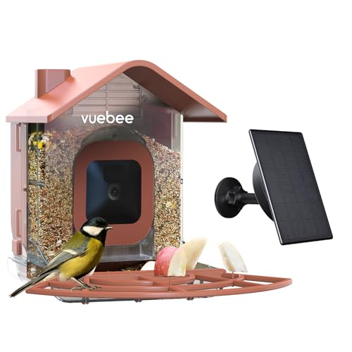VUEBEE Bird Feeders for Outdoors, Bird Feeder with Camera Case Compatible with Blink Outdoor Camera, Google Nest Camera Outdoor, and Wyze Camera Outdoor, Smart Bird Feeder with 3W Solar Panel