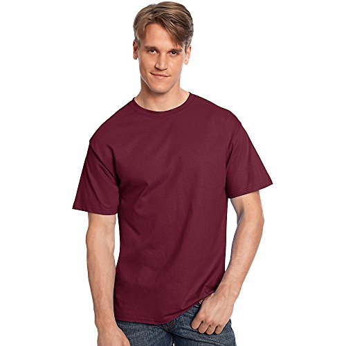 Hanes Premium Tagless T s in Maroon - Small