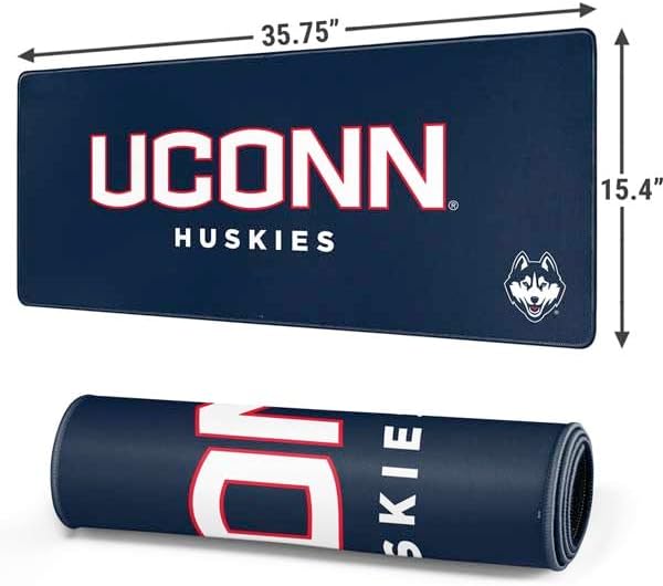 Skinit Extra Large Gaming Mouse Pad - Officially Licensed Huskies UConn Design with Stitched Edges, Waterproof, Non-Slip Rubber Base, Desk Mat for Keyboard & Mouse, 35.75" x 15.4" inches