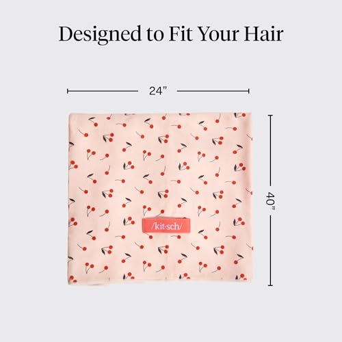 Kitsch XL Microfiber Hair Towel Wrap for Women - Cherry Print - image 4