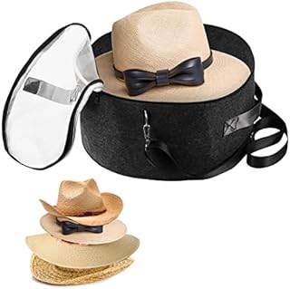 Ohiyoo Hat Boxes for Women & Men Storage Large Felt Hat Boxes Storage Round Foldable Hat Carrier Travel Cowboy Hat Storage Box Storage for Hats Toy Clothes with Lid, Dark Grey