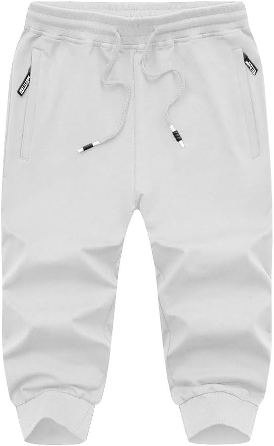 MAGNIVIT Men's 3/4 Jogger Capri Pants Workout Gym Below Knee Shorts Zipper Pockets Jogger Sweatpant Capris for Men - Image 3