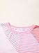 Striped Colorblock Exposed Seam Casual Long Sleeve Top Pink/S