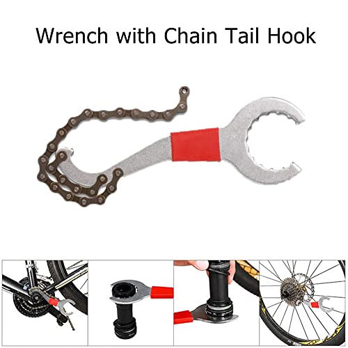 without brand Multifunctional Bicycle Repair Tool Kits Portable Bottom Bracket Wrench Cassette Freewheel Bottom Bracket Bike Chain Remover Black - Thumbnail 2