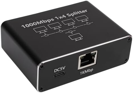 SENECESLI Ethernet Splitter High Speed High Speed Switch Network Splitter for Cat 6/7/8, Plug and Play for Aluminum Alloy - 4