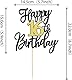 1 Stück Happy 16th Birthday Cake Topper Glitzer Schwarz Gold Prost auf 16 Jahre Tortendeko 16 Fabelhaft Kuchen Deko für Happy 16th Geburtstag Jahrestag Party Kuchen Dekoration