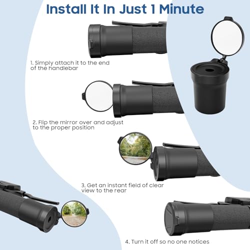 MoKo 2 Pcs Bike Mirrors, 360° Rotatable Bicycle Mirrors for