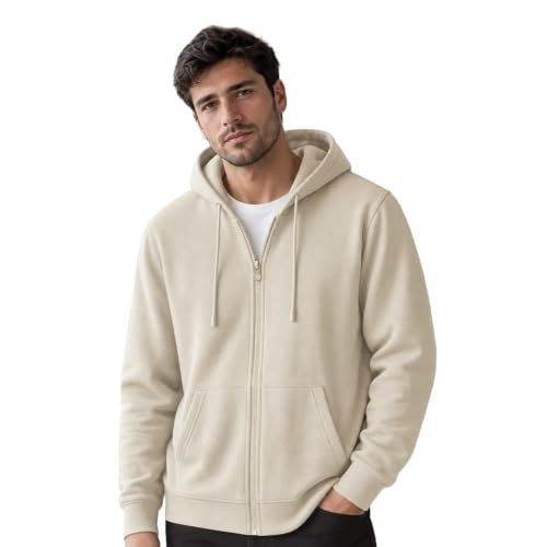Image of Nobero Classic Zipper Hoodie for Men | Zip Up Hoodies for Men | Regular Fit | Full Zip Closure | Drawstring Hood | Zipped Hooded Sweatshirt | Cotton Rich Zipper Fleece Hoodie