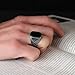 Silver Plated Steel Men's Ring with Black Onyx – Square Cushion Stone Signet Ring | High-Detail Engraved Sides, Durable Stainless Steel Men’s Fashion Jewelry (7)