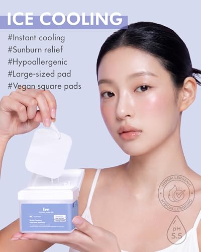 Image of DERMAL Ice Cooling Soothing Toner Pad 120 Count Bulk, Korean Aloe Vera Hydrating Jelly Pad with Menthol Peppermint Xylitol, Centella CICA Calming After Sun Skin Prep with Tongs, Vegan