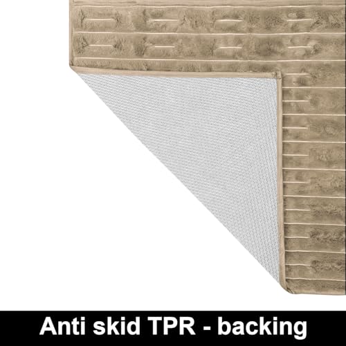 Image of Luxe Home Rabbit Tail Fur Carpet Super Soft, Washable, Anti Skid Carpets for Home, Bedroom, Livingroom - (3x5 Feet, Beige)
