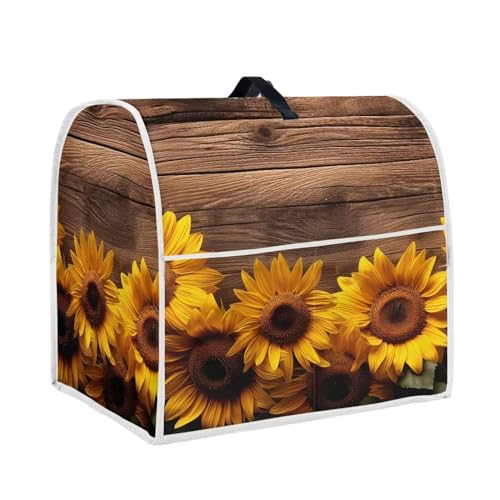 Baxinh Sunflower Stand Mixer Cover, Old Wooden Kitchen Mixer Covers Dust Protective Blender Cover Suitable for Most Head & Bowl Lift Models, Soft Blender Cover for Kitchen, Washable Machine