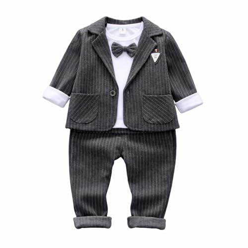 [cocosuner] �t�H�[�}���X�[�c �㉺�Z�b�g �q�� 3�_�Z�b�g �W���P�b�g �X�g���C�v �x�r�[ �j�̎q �X�[�c�L�b�Y �Y�{�� T�V���c �q���X�[�c ���ߋ� ���{�Q�� ���l�N�^�C�t�� 80cm-110cm (�O���[, 100)