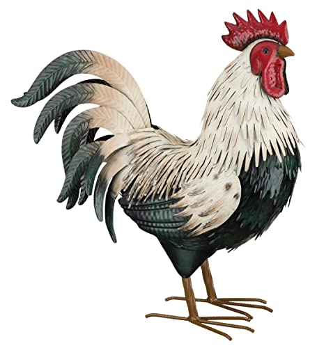 Regal Art & Gift Handcrafted Metal Rooster Statue, Farmhouse Yard Art Decor