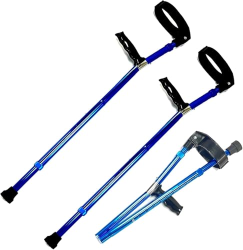 Muletas ajustables para antebrazo para adultos, andador plegable de aleación de aluminio con puño cerrado giratorio y asas ergonómicas para las muñecas, par ligero