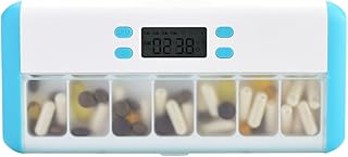 Smart Pill Organizer, Pill Box Alarm Clock, beep, Vibration, LED Light Flashing Remind to take Medicine, Automatic Reminde...