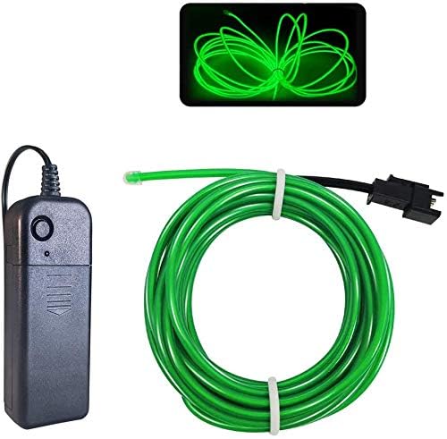 Image of MaxLax EL Wire Green, 2M Portable Battery Pack Neon Light Strip 360 Cuttable Glowing Rope Lights for Parties, Halloween, DIY Decoration