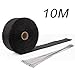 Produktbild YAOBLUESEA 10M Hitzeschutzband Fiberglas Auspuffband mit 10 Kabelbinder für Fächerkrümmer Thermoband Krümmerband Schwarz
