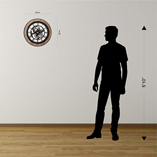 Pacific Bay Bornheim Large Decorative Light-Weight 20-Inch Wall Clock Silent, Non-Ticking, 3-D Aluminum Dial, Easy-To-Read Roman Numerals, Quartz Battery Operated, Glass Face Cover #TOP2