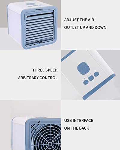 Homeleader Personal Air Conditioner, Mini Air Cooler, Portable Air Conditioner Fan with USB & LED, for Home/Office/Car/Outdoor