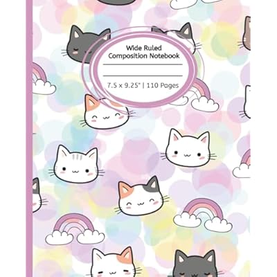 Rainbow Cats Wide Ruled Composition Journal Notebook