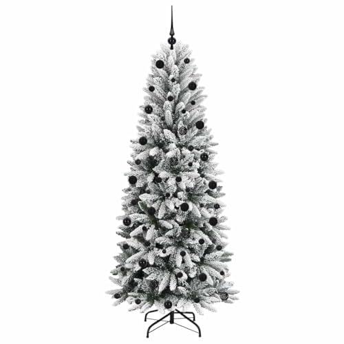 Árbol de Navidad artificial de 210 cm con luces y soporte plegable para evitar caídas y cables 4
