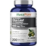 NusaPure Olive Leaf Capsules 500mg, 200 Veg Caps (Non-GMO, Vegan, Non-GMO)
