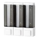 Shower Soap Dispenser 3-Chamber,Drill Free with Glue or Wall Mount with Screws Manual Hand 250ML Dis