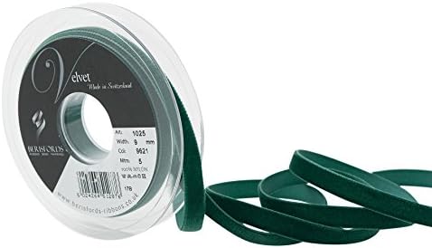 Berisfords Velvet Ribbon, Dark Green, 10.2 x 1.5 x 10.2 cm