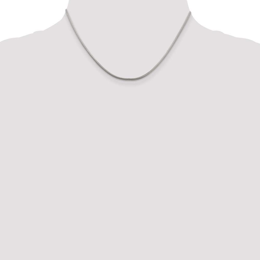 Chain Necklace White Sterling Silver Snake 16 in 2 mm 2mm Round