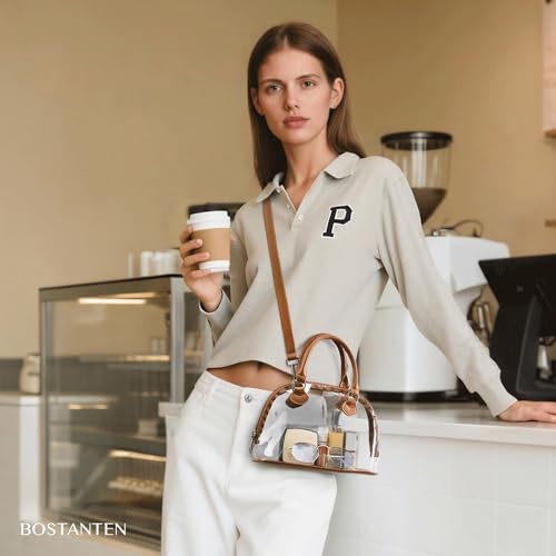 BOSTANTEN Clear Bag for Stadium Events Small Crossbody Purse Handbag with Top Handle for Concerts, Sports, Travel2