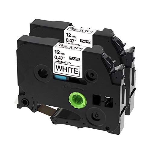 Replacement for Brother P Touch Label Maker Tape TZe TZ Tape 12mm 0.47 Laminated Black on White TZe-231 TZe 231 Compatible with P Touch PT-D210 PT-H100 PTD400AD PT-P1280 PTD600, 26.2 ft (8m), 2 Pack