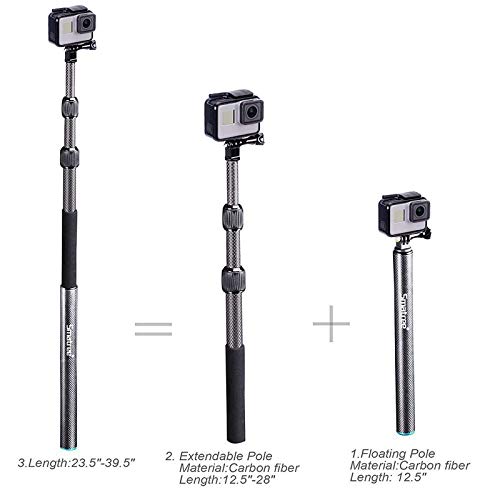 Smatree Carbon Fiber Detachable Extendable Floating Pole Selfie Stick Compatible For Gopro Max/Gopro Hero 11/10/9/8/7/6/5/4/3 Plus/3/Session/Gopro Hero 2018/Dji Osmo Action 2 Camera #TOP1
