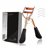 Eyelash Curler with 4 Refill Pads Rose Gold Designed for No Pinching or Pulling Just Dramatically Curled Eyelashes & Lash Line in Seconds by Majestik+