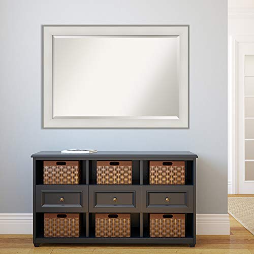 Image of Amanti Art Framed Vanity Mirror | Bathroom Mirrors for Wall | Imperial White Mirror | Wall Mounted Mirror | Large Mirror | 28.88 x 40.88 in.