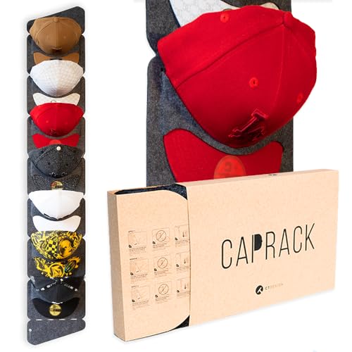CT Design CapRack The Original Hat Organizer for Baseball Caps, Hat Rack for Wall & Storage Solution, Snapback and Fitted Holder Display, No Assembly Cap Organizer